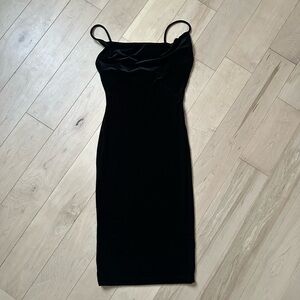 Vintage Elegant Black Midi Dress